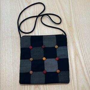 Vintage patchwork  Black and Gray Patchwork Crossbody Bag